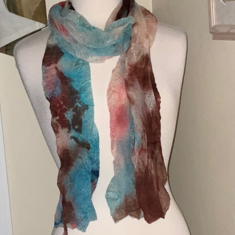 Multi Color Oblong Polyester Gauze Scarf In Original Packaging Modern